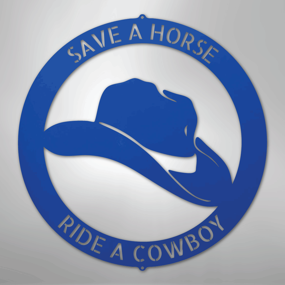 Steel Sign Blue / 24" Personalized Cowboy Hat Metal Sign – Western Ranch Decor & Custom Name Gift