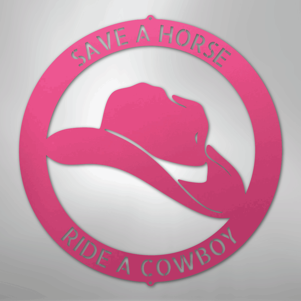 Steel Sign Pink / 24" Personalized Cowboy Hat Metal Sign – Western Ranch Decor & Custom Name Gift