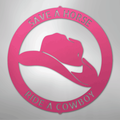 Steel Sign Pink / 24" Personalized Cowboy Hat Metal Sign – Western Ranch Decor & Custom Name Gift
