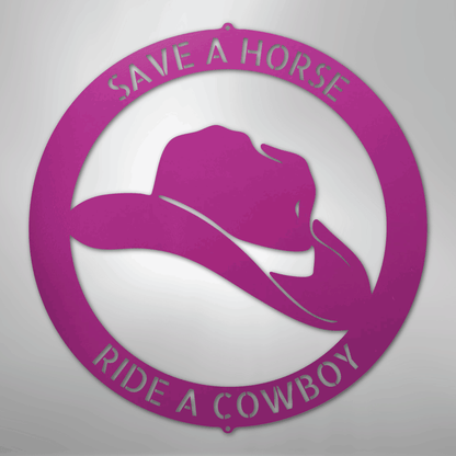 Steel Sign Purple / 24" Personalized Cowboy Hat Metal Sign – Western Ranch Decor & Custom Name Gift
