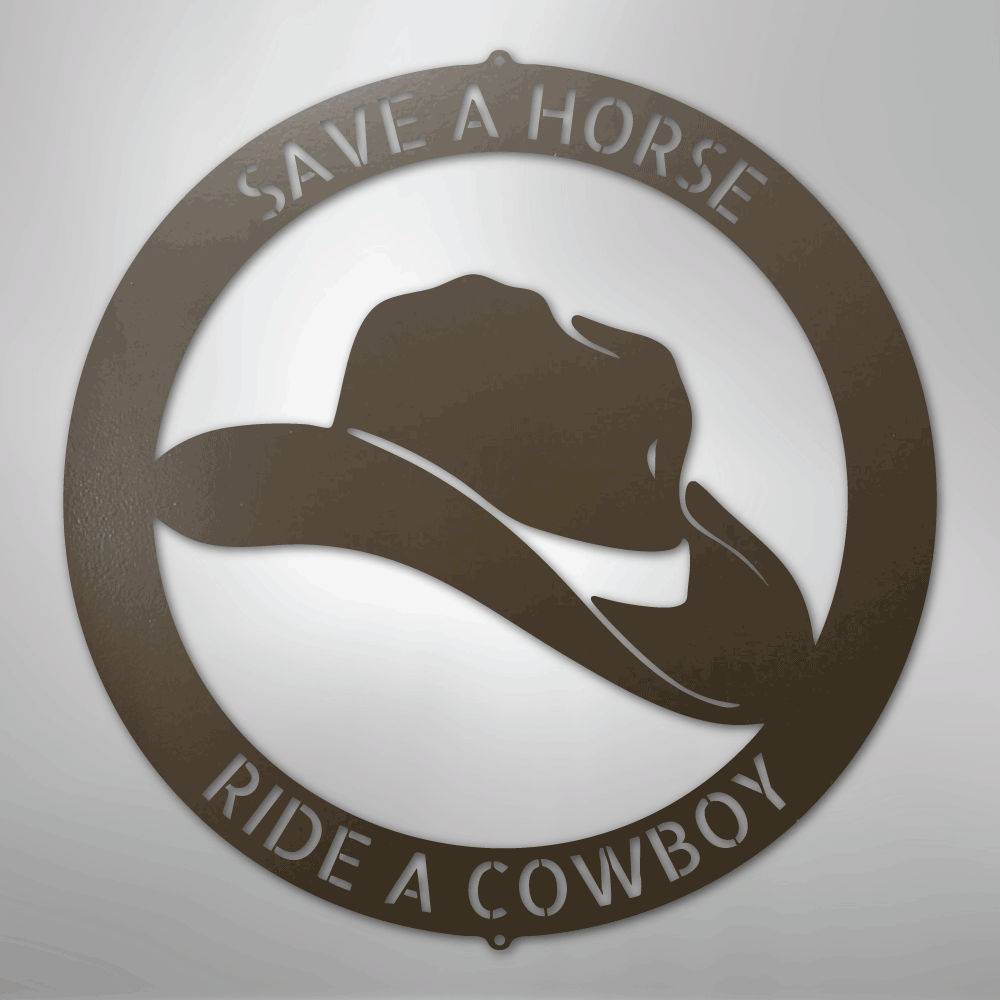 Steel Sign Stone / 24" Personalized Cowboy Hat Metal Sign – Western Ranch Decor & Custom Name Gift