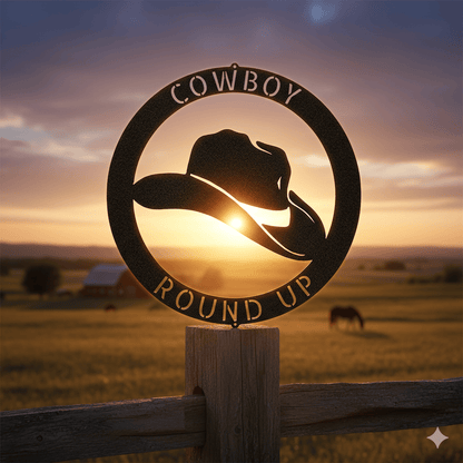 Steel Sign Personalized Cowboy Hat Metal Sign – Western Ranch Decor & Custom Name Gift
