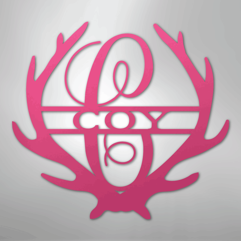 Steel Sign Pink / 24" Personalized Deer Antler Couple Sign – Custom Hunting Metal Wall Art for Nursery or Cabin