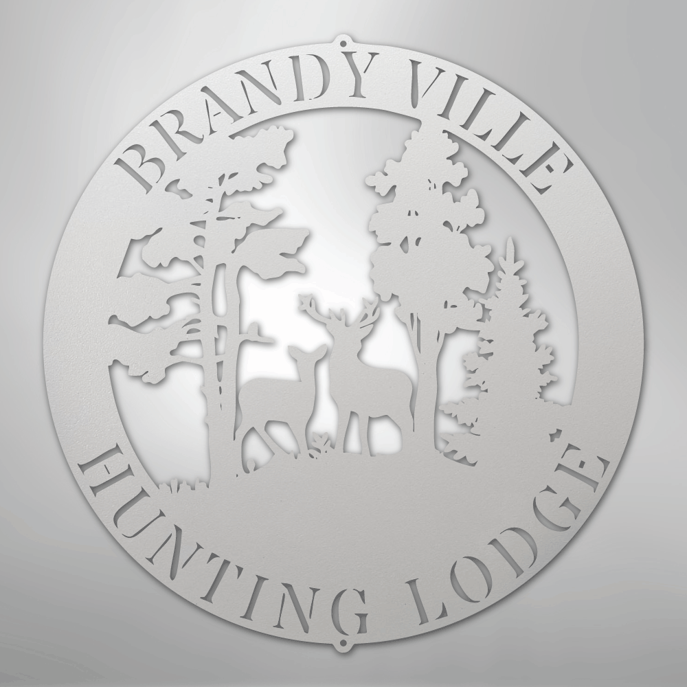 Steel Sign White / 12" PERSONALIZED Deer in the Woods - Steel Sign