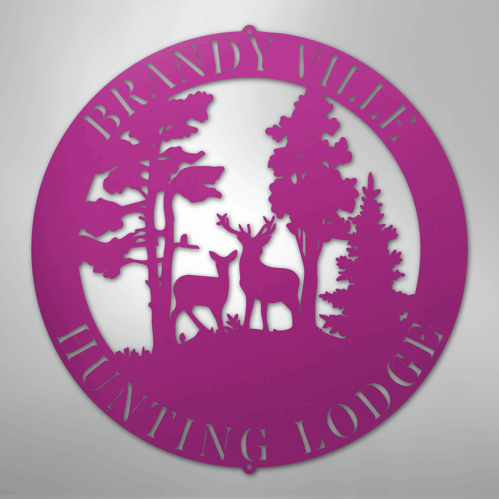 Steel Sign Purple / 24" PERSONALIZED Deer in the Woods - Steel Sign