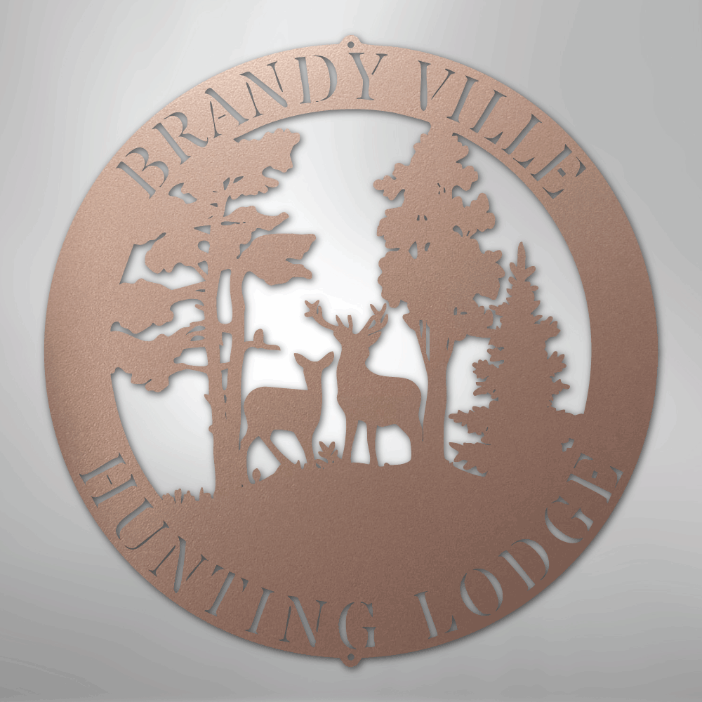 Steel Sign Rose / 24" PERSONALIZED Deer in the Woods - Steel Sign