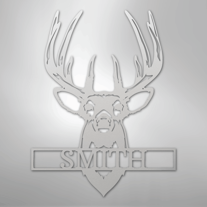 Personalized buck mount deer name sign in white, 12 inch