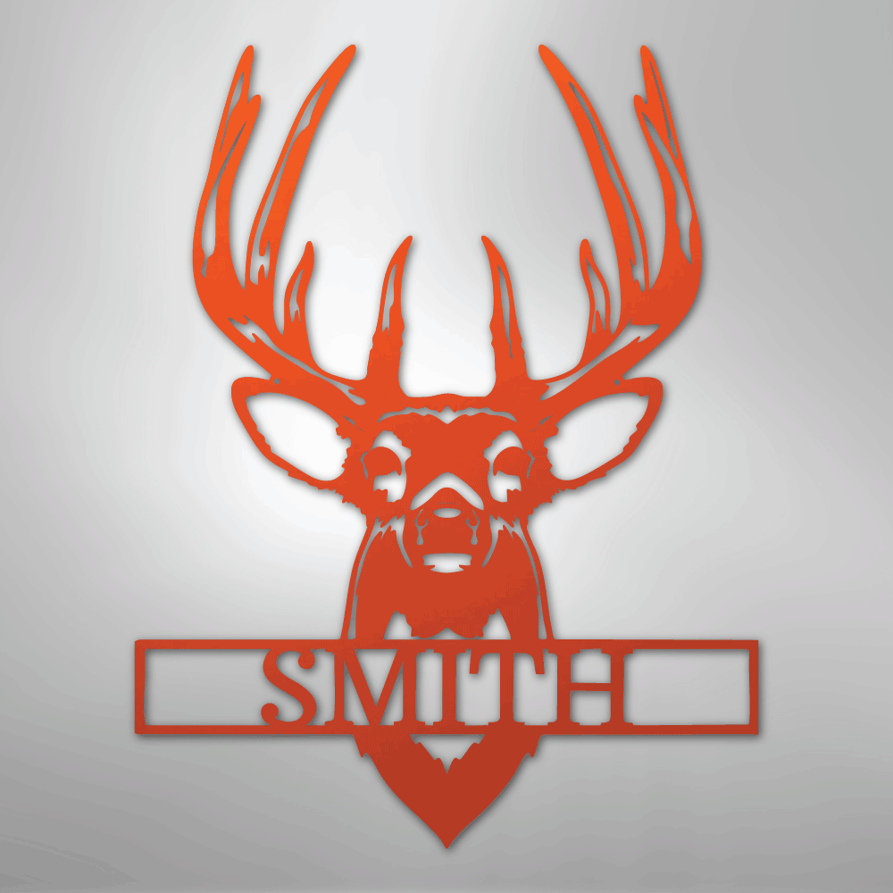 Personalized buck mount deer name sign in orange, 24 inch