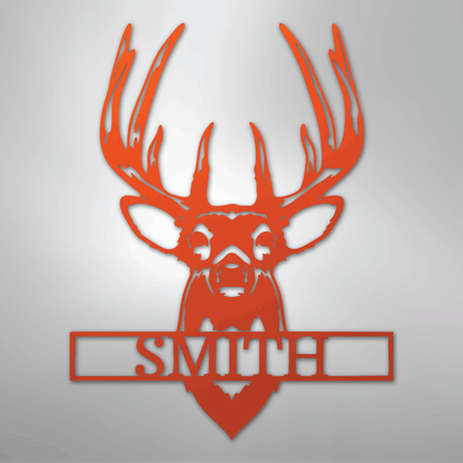 Personalized buck mount deer name sign in orange, 24 inch