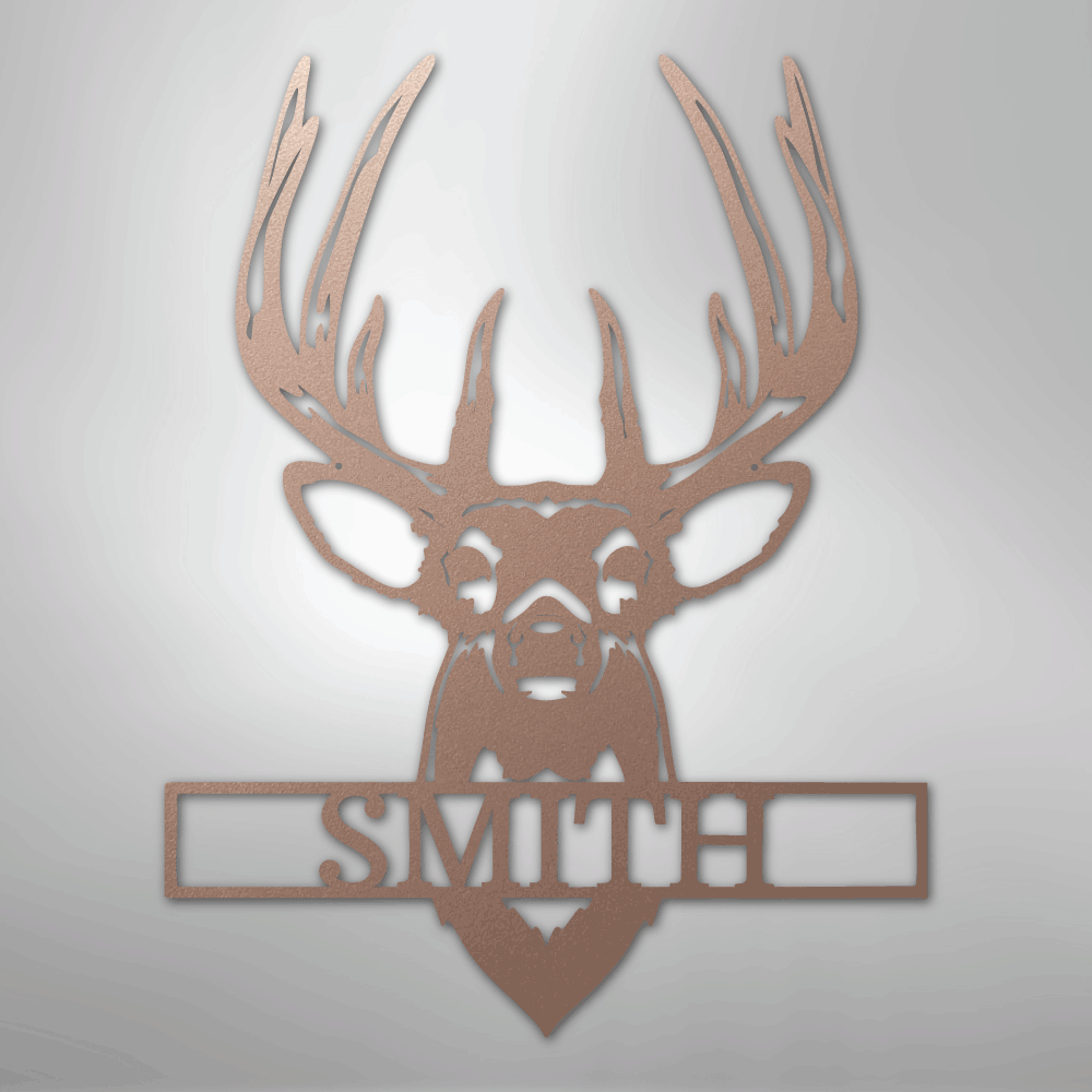 Personalized buck mount deer name sign in rose, 24 inch