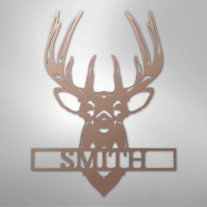 Personalized buck mount deer name sign in rose, 24 inch