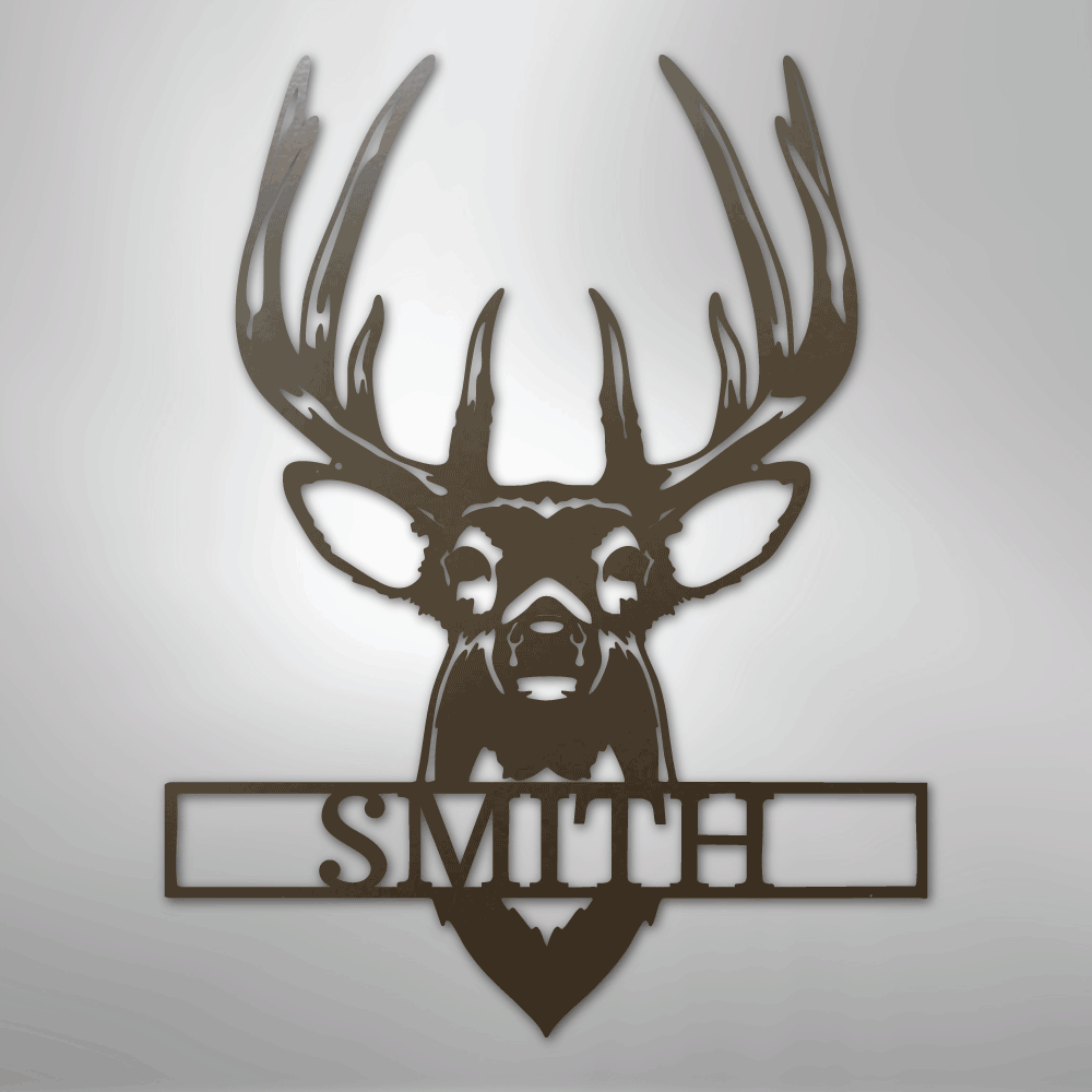 Personalized buck mount deer name sign in stone, 24 inch