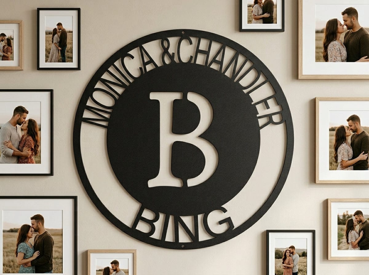 Steel Sign Black / 12" Personalized Family Monogram Metal Sign – Custom Initial Name Sign for Couple & Home Wall Decor