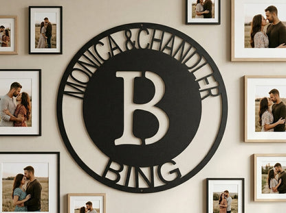 Steel Sign Black / 12" Personalized Family Monogram Metal Sign – Custom Initial Name Sign for Couple & Home Wall Decor