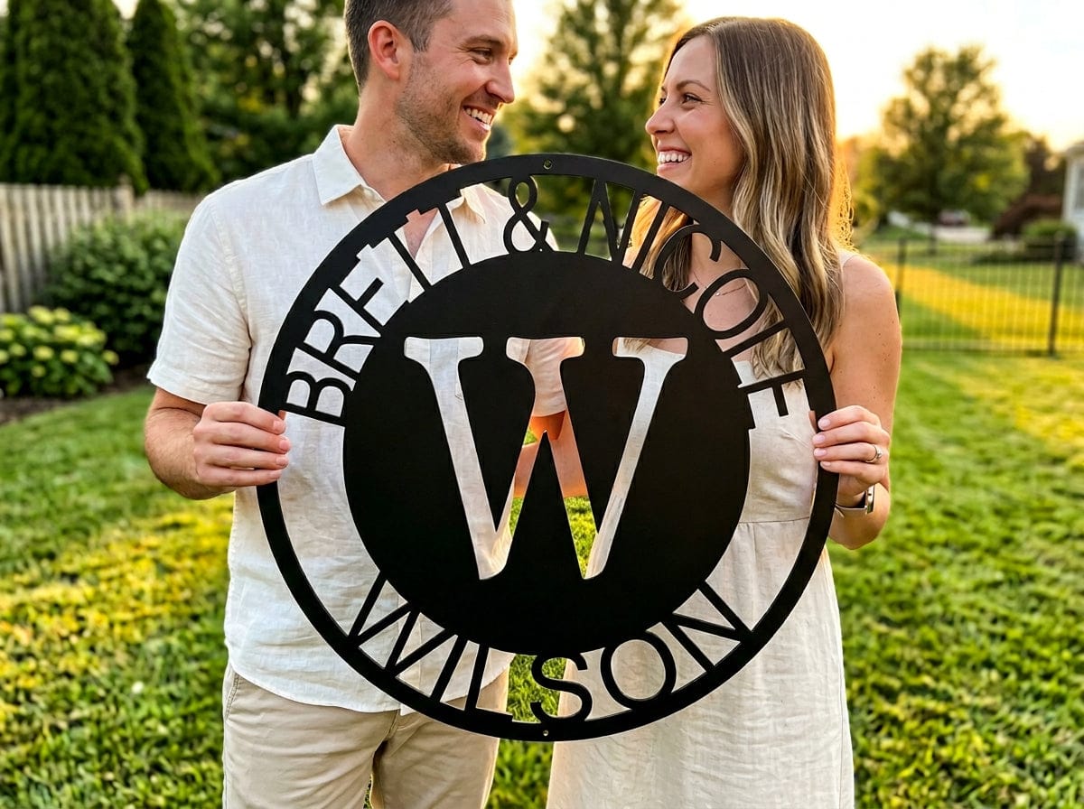 Steel Sign Personalized Family Monogram Metal Sign – Custom Initial Name Sign for Couple & Home Wall Decor