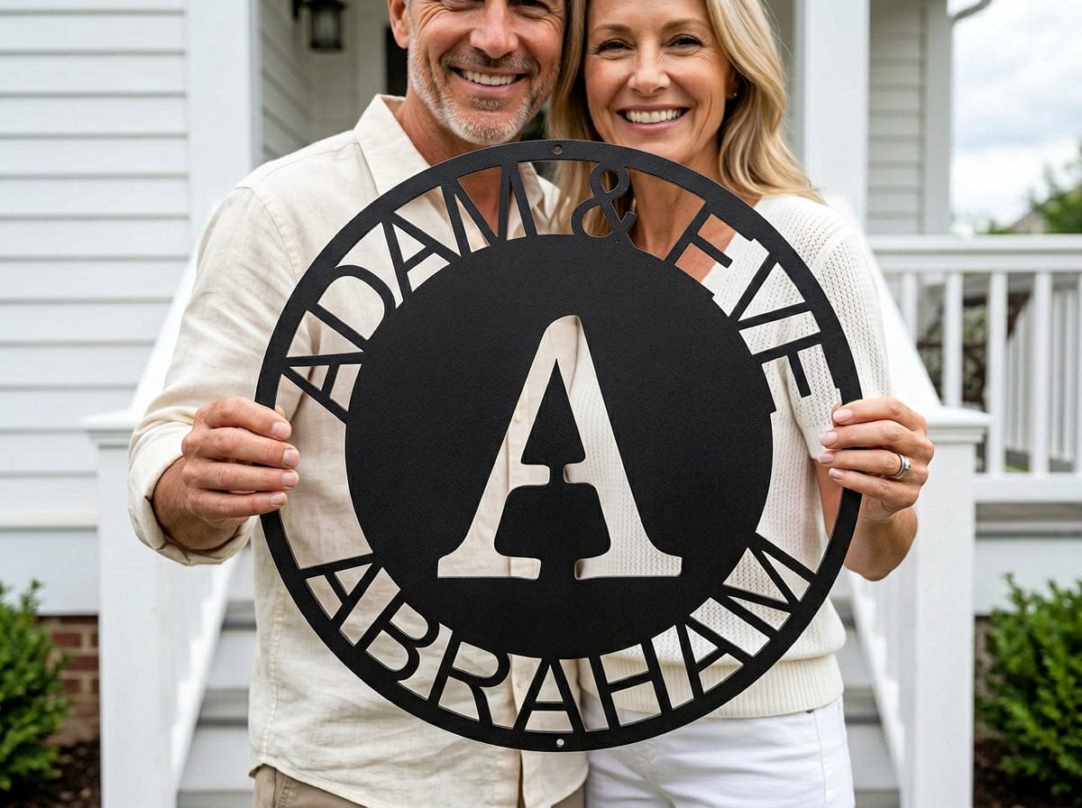 Steel Sign Personalized Family Monogram Metal Sign – Custom Initial Name Sign for Couple & Home Wall Decor