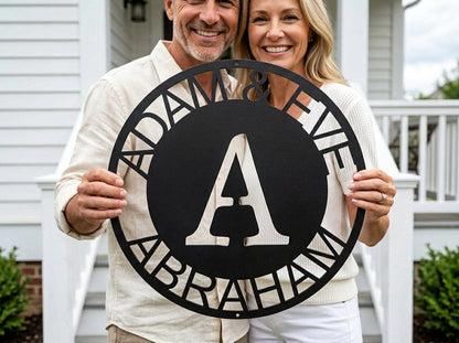 Steel Sign Personalized Family Monogram Metal Sign – Custom Initial Name Sign for Couple & Home Wall Decor