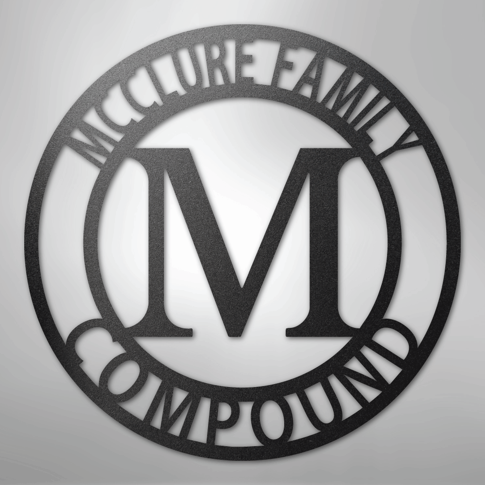 Steel Sign Black / 12" Personalized Family Name Metal Monogram Sign