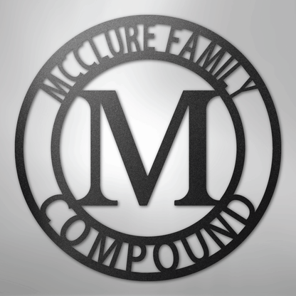 Steel Sign Black / 12" Personalized Family Name Metal Monogram Sign