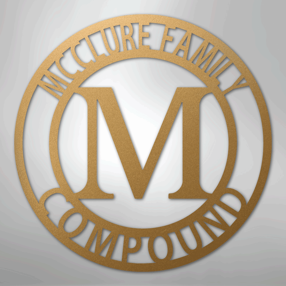 Steel Sign Gold / 12" Personalized Family Name Metal Monogram Sign