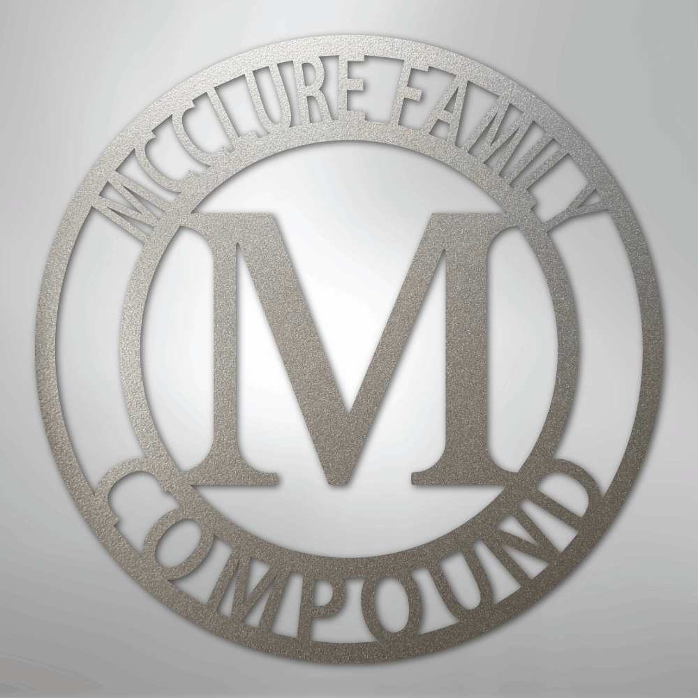 Steel Sign Silver / 12" Personalized Family Name Metal Monogram Sign