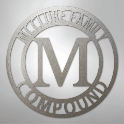 Steel Sign Silver / 12" Personalized Family Name Metal Monogram Sign