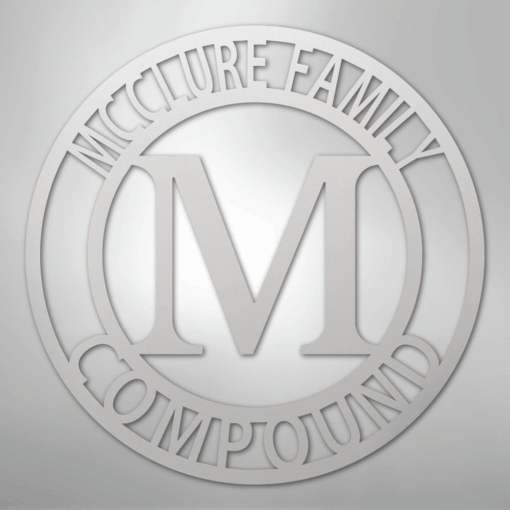 Steel Sign White / 12" Personalized Family Name Metal Monogram Sign