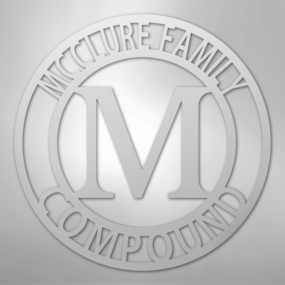 Steel Sign White / 12" Personalized Family Name Metal Monogram Sign