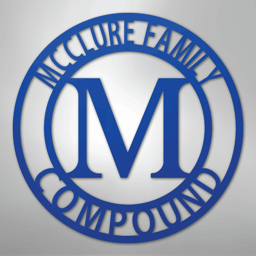 Steel Sign Blue / 24" Personalized Family Name Metal Monogram Sign