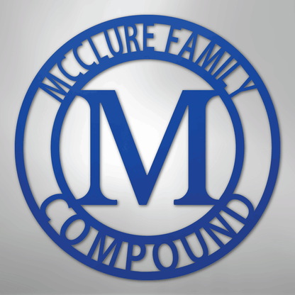 Steel Sign Blue / 24" Personalized Family Name Metal Monogram Sign