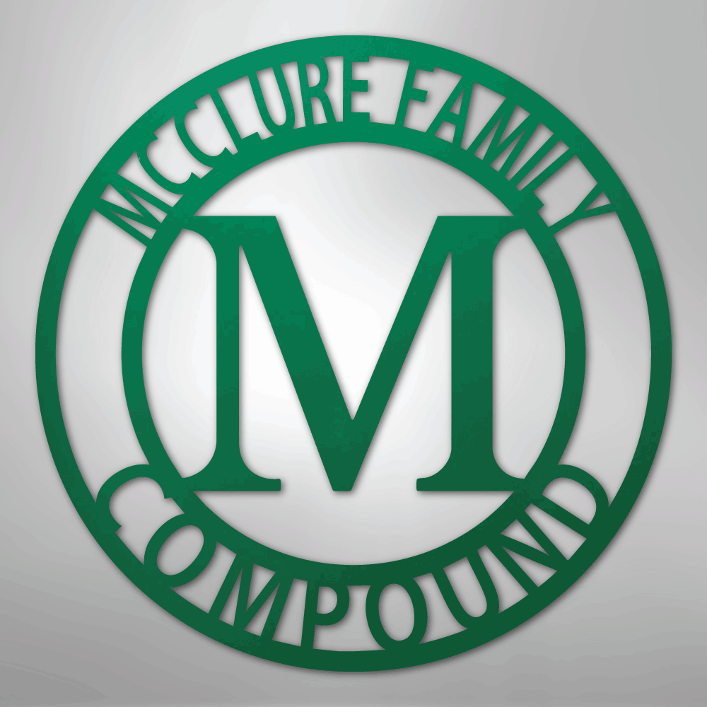 Steel Sign Green / 24" Personalized Family Name Metal Monogram Sign