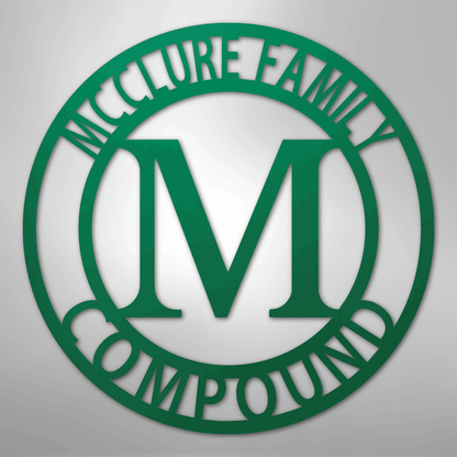 Steel Sign Green / 24" Personalized Family Name Metal Monogram Sign