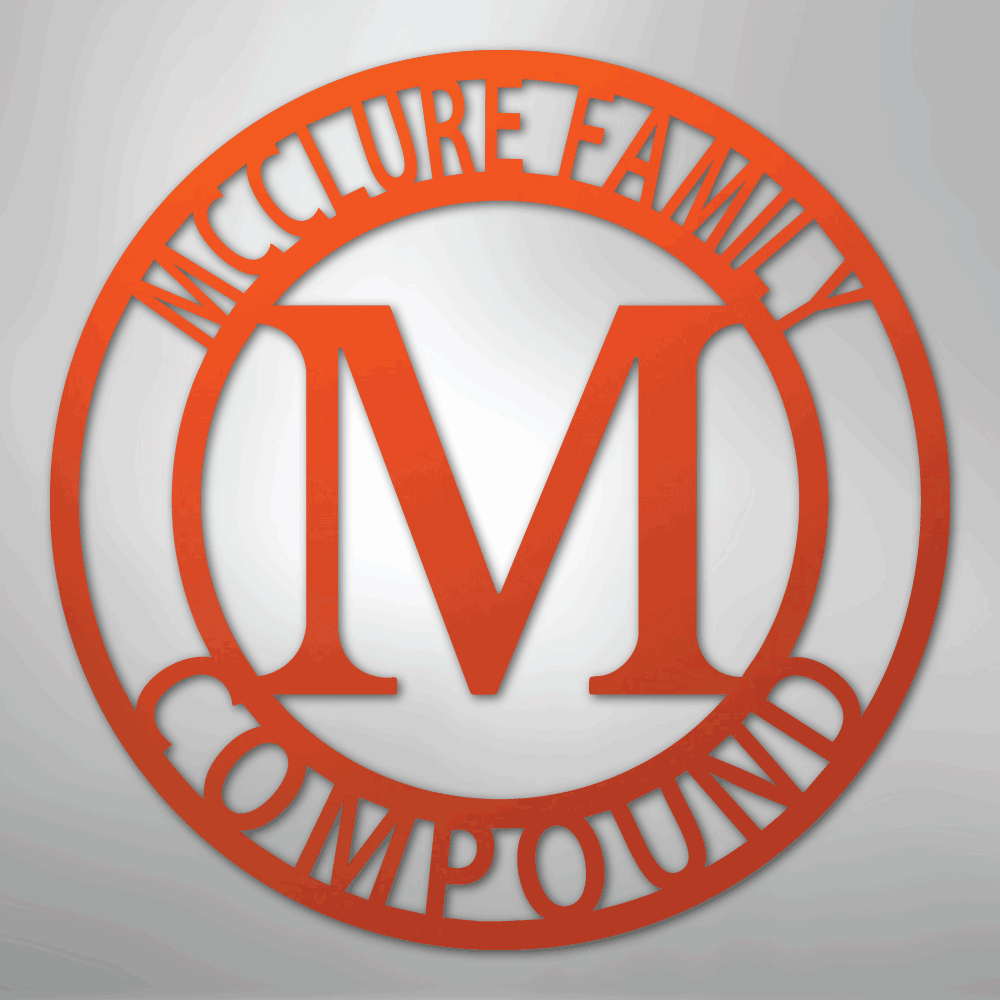 Steel Sign Orange / 24" Personalized Family Name Metal Monogram Sign
