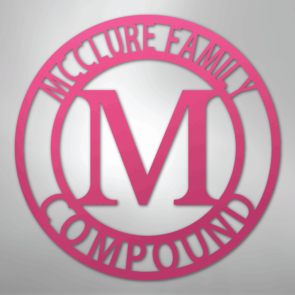 Steel Sign Pink / 24" Personalized Family Name Metal Monogram Sign