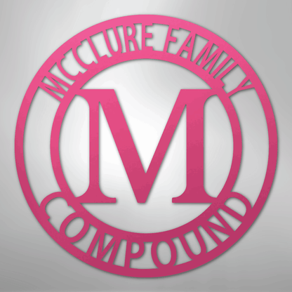 Steel Sign Pink / 24" Personalized Family Name Metal Monogram Sign