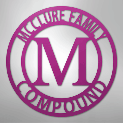 Steel Sign Purple / 24" Personalized Family Name Metal Monogram Sign