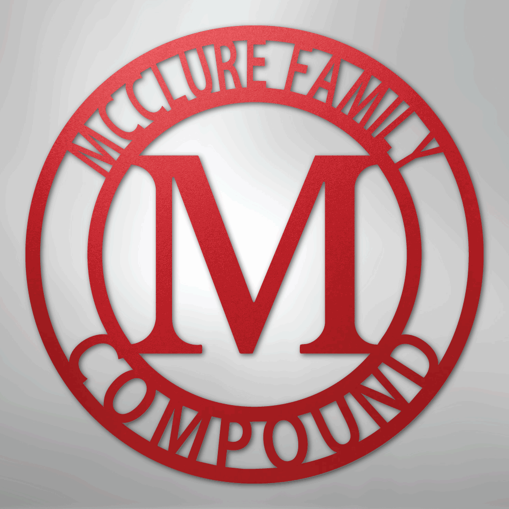 Steel Sign Red / 24" Personalized Family Name Metal Monogram Sign