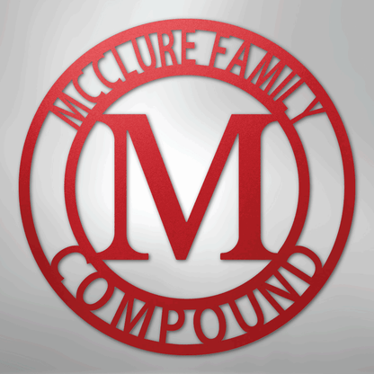 Steel Sign Red / 24" Personalized Family Name Metal Monogram Sign