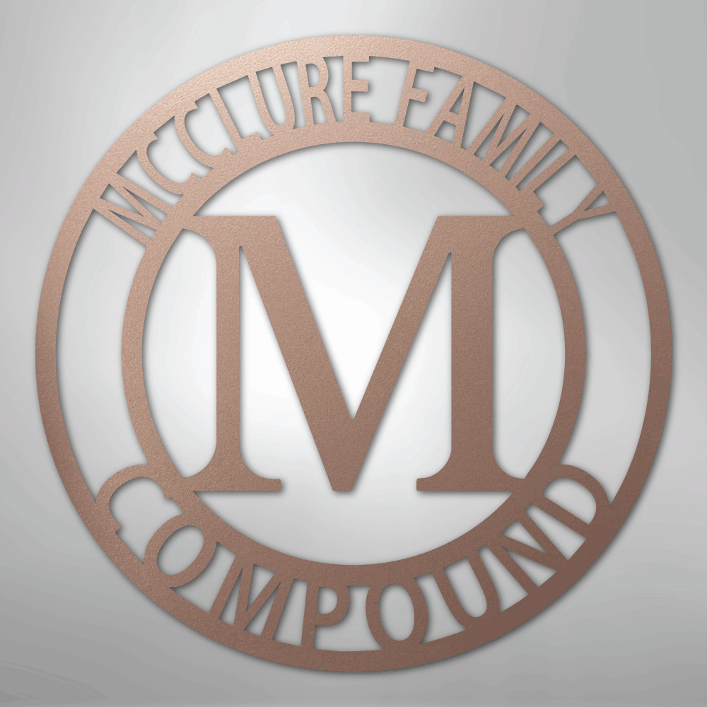 Steel Sign Rose / 24" Personalized Family Name Metal Monogram Sign