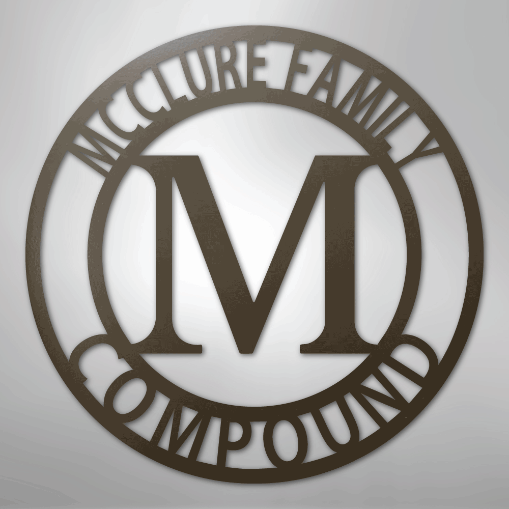 Steel Sign Stone / 24" Personalized Family Name Metal Monogram Sign