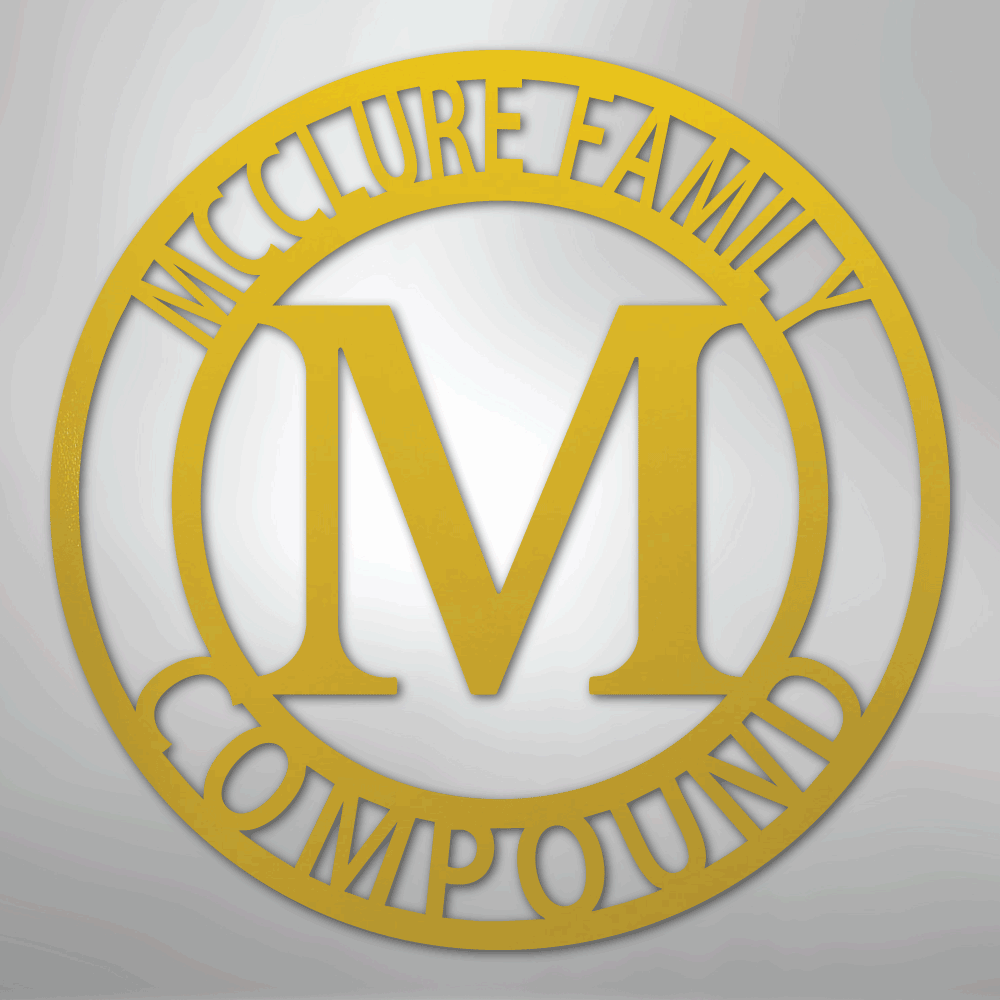 Steel Sign Yellow / 24" Personalized Family Name Metal Monogram Sign
