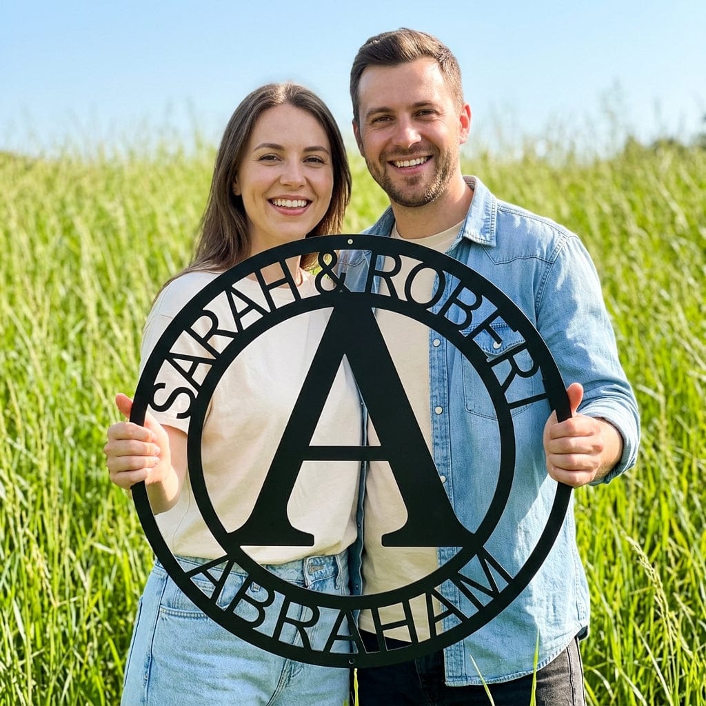 Steel Sign Personalized Family Name Metal Monogram Sign