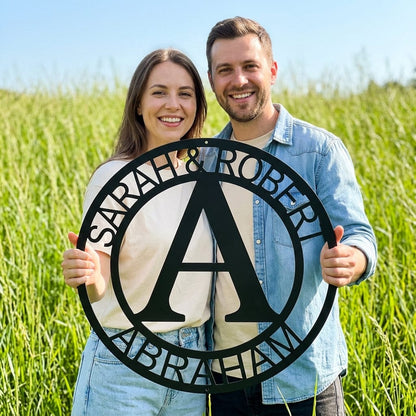 Steel Sign Personalized Family Name Metal Monogram Sign