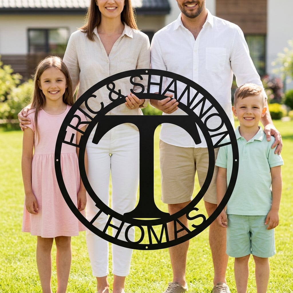 Steel Sign Personalized Family Name Metal Monogram Sign