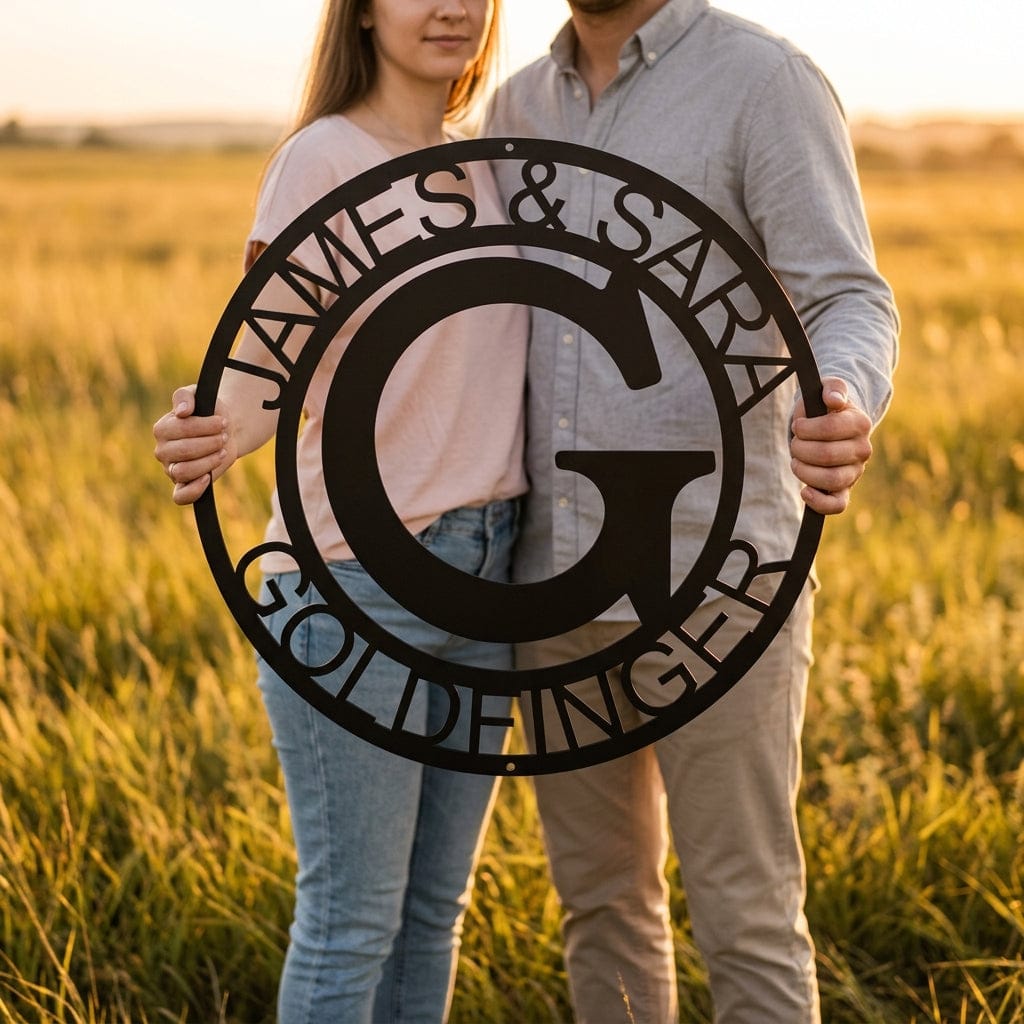 Steel Sign Personalized Family Name Metal Monogram Sign