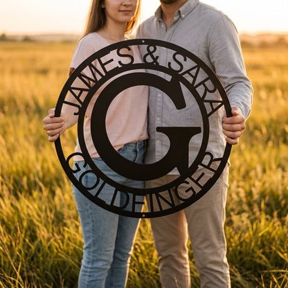 Steel Sign Personalized Family Name Metal Monogram Sign