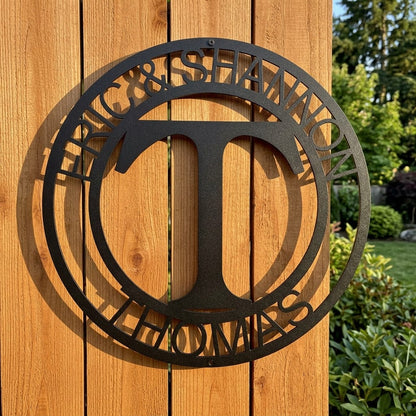 Steel Sign Personalized Family Name Metal Monogram Sign