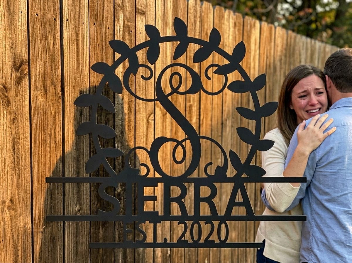 Steel Sign Personalized Family Name Metal Sign – Custom Monogram Wreath Wall Art with Established Date