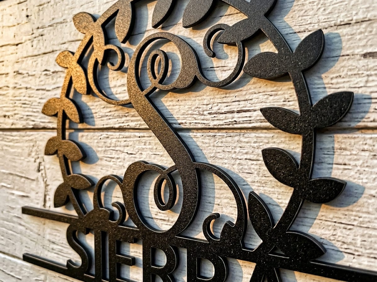 Steel Sign Personalized Family Name Metal Sign – Custom Monogram Wreath Wall Art with Established Date