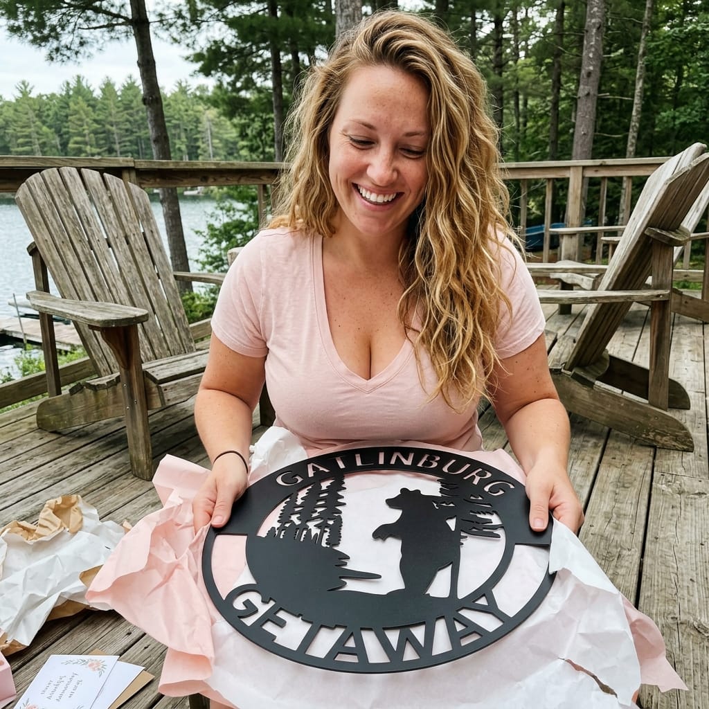 Steel Sign Black / 12" Personalized Lone Bear Metal Monogram Sign | Custom Name Art